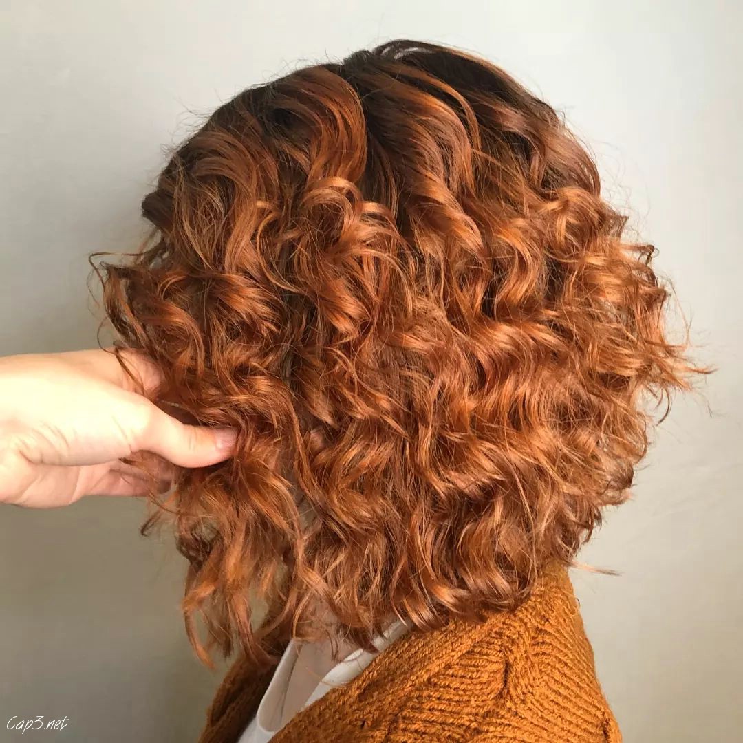 Orange Bob Curly Hairstyle