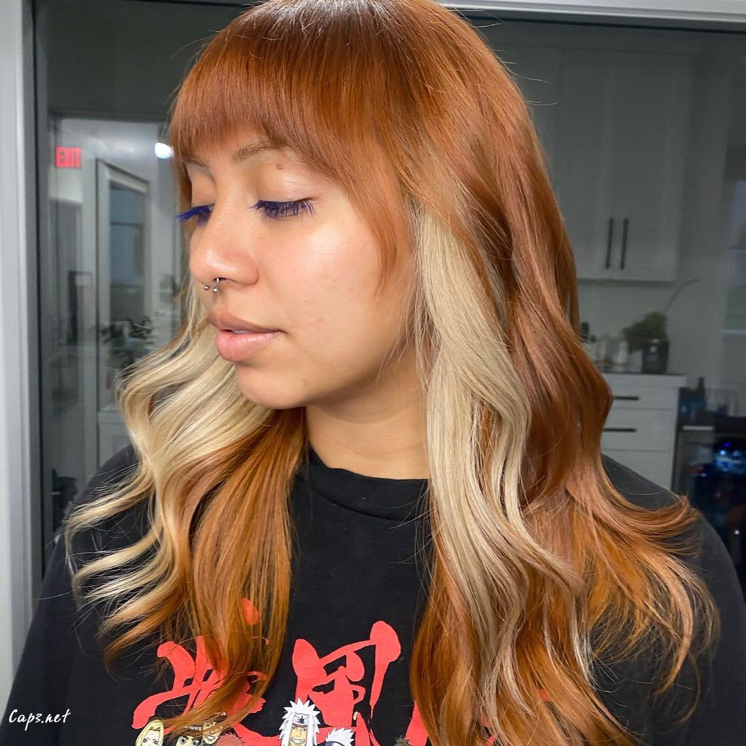 Orange Wolf Haircut With Highlights