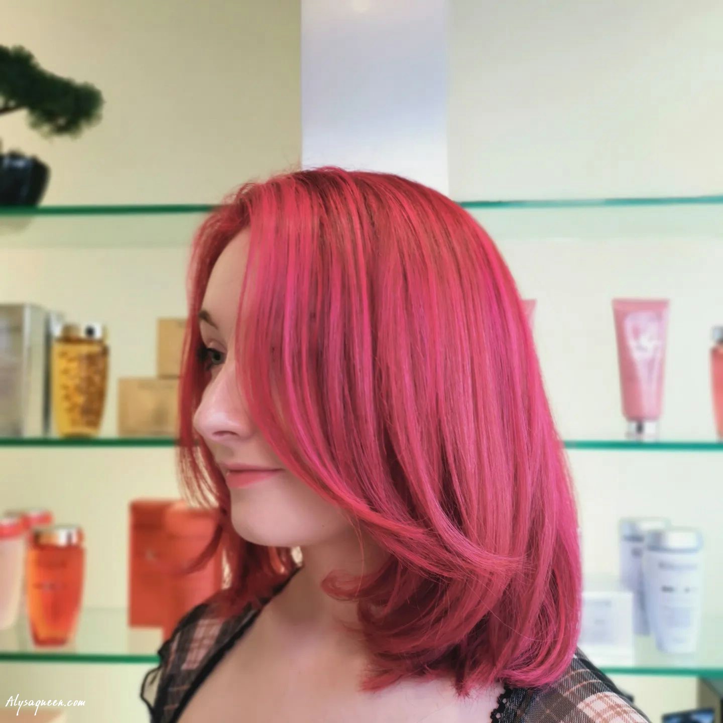 Pink Shoulder Length Hair