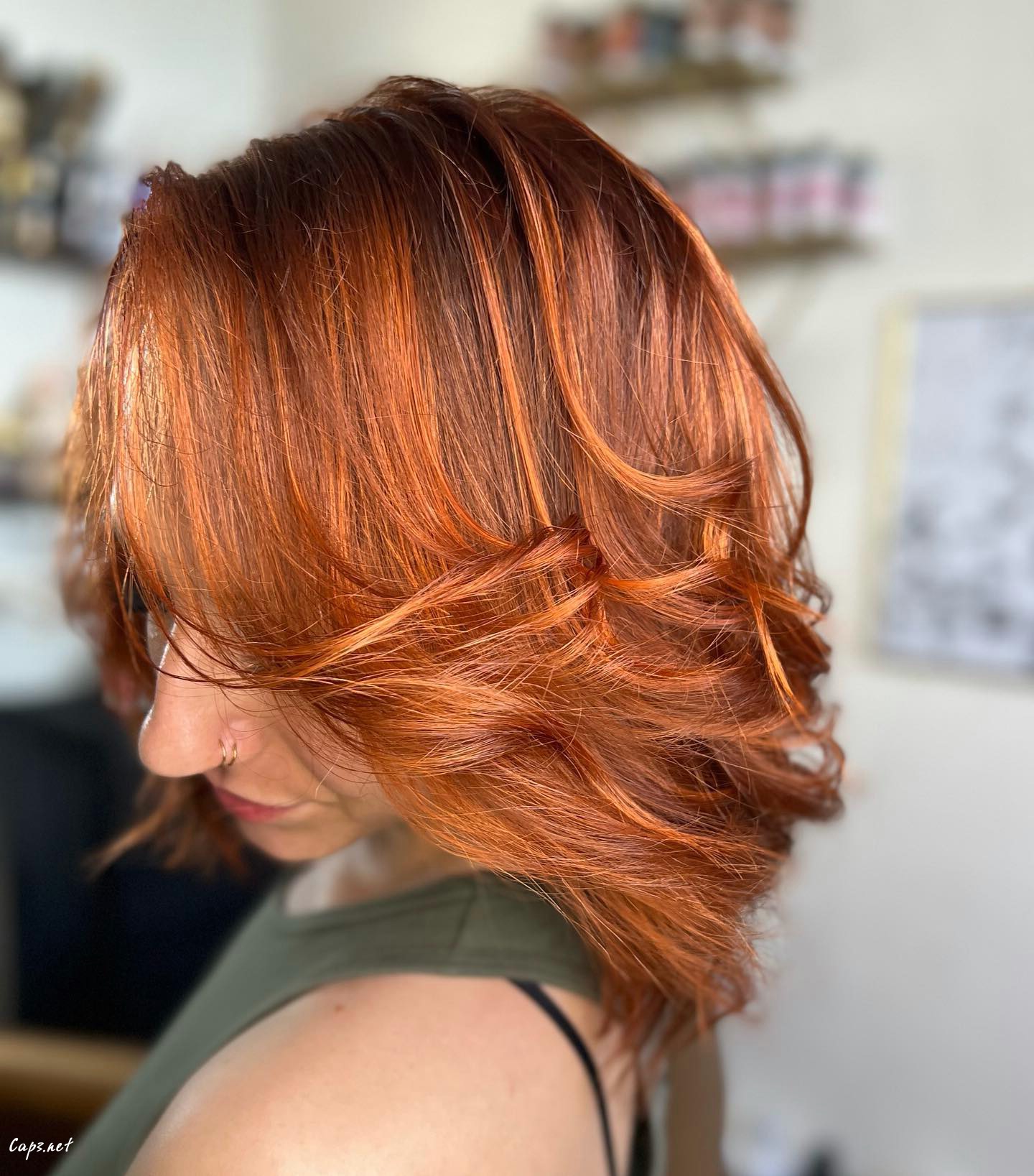 Short Copper Hairstyle With Highlights