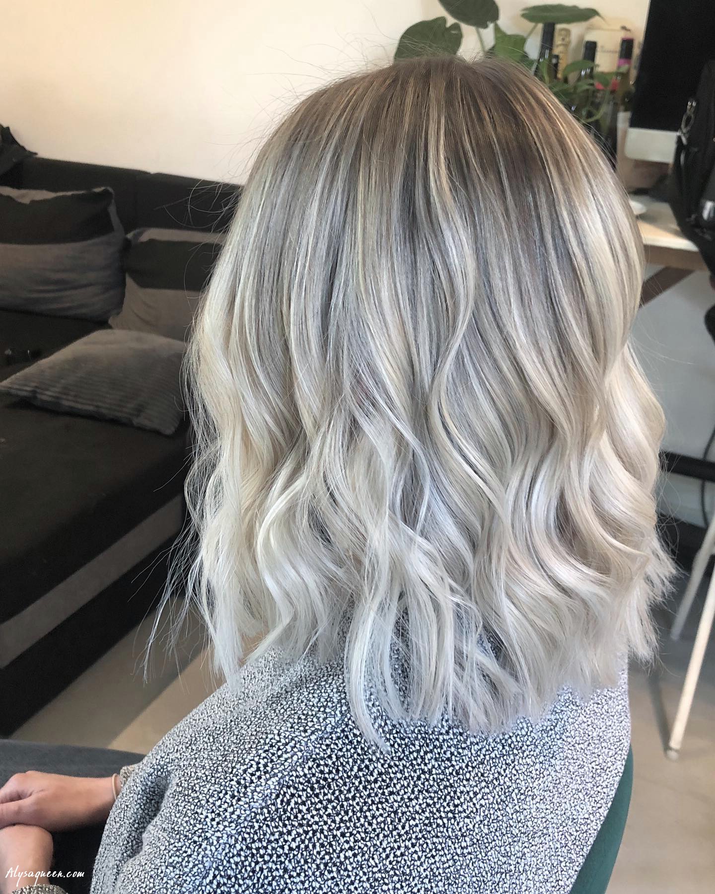 Silver Icy Shoulder Length Hair