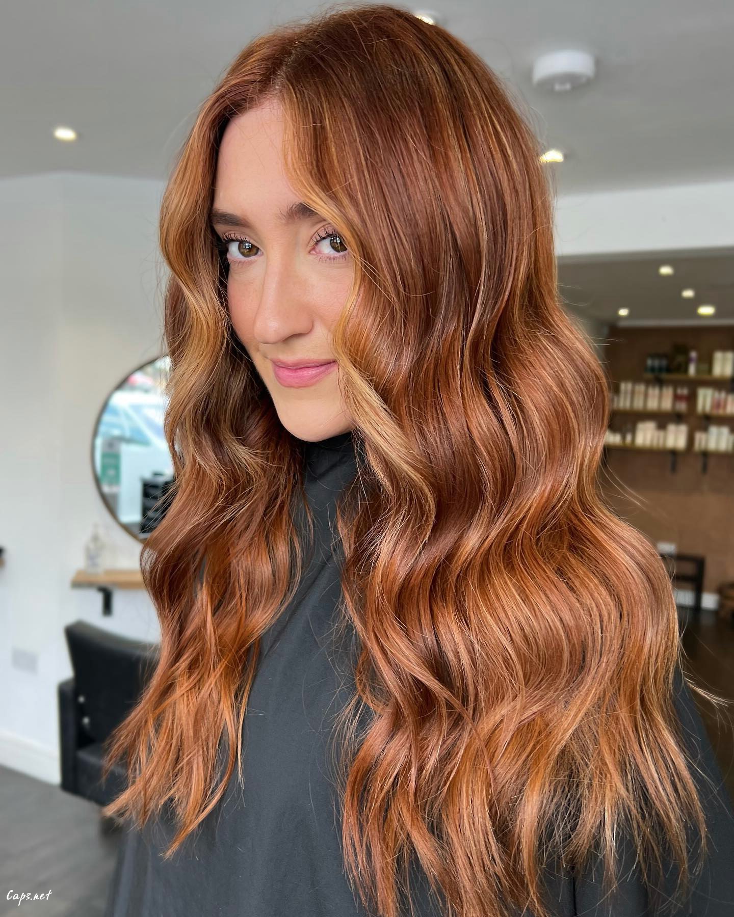 Voluminous Copper Hair With Highlights