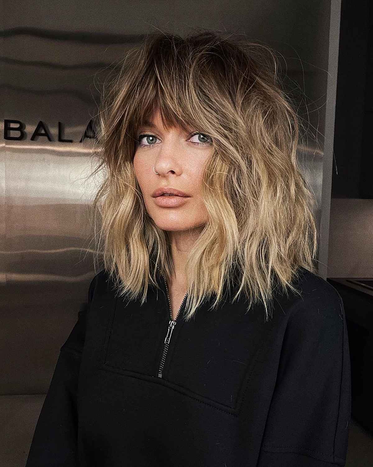 long bob with layers and bangs hairstyle