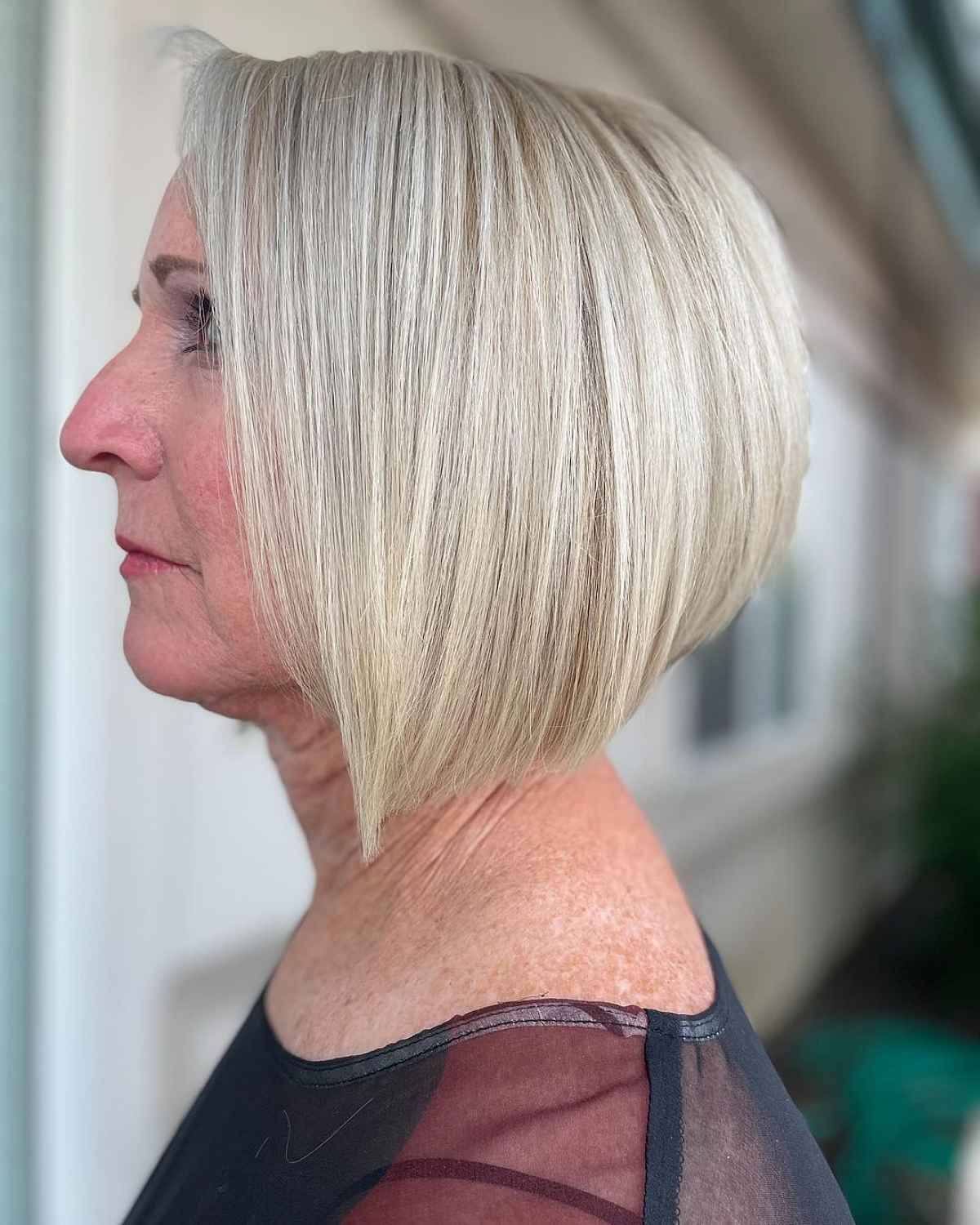 stacked bob for a sixty year old woman