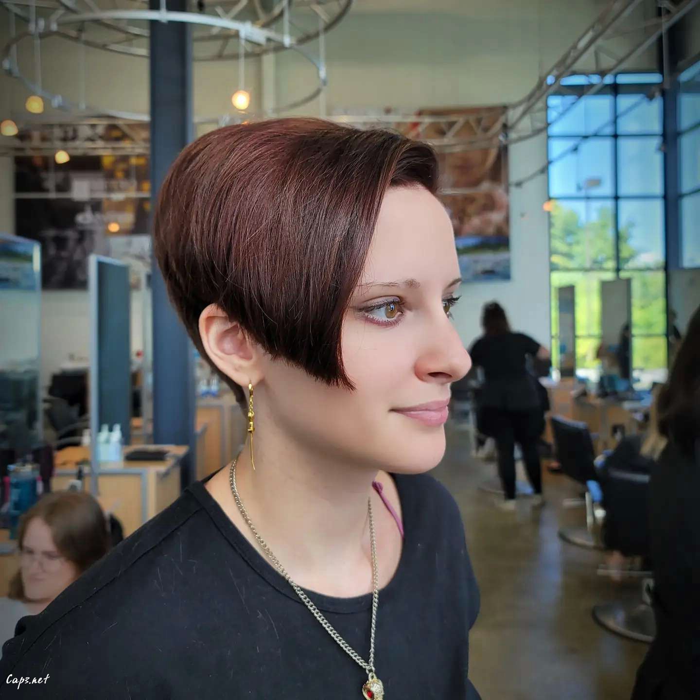 Brown Defined Pixie With A Side Undercut