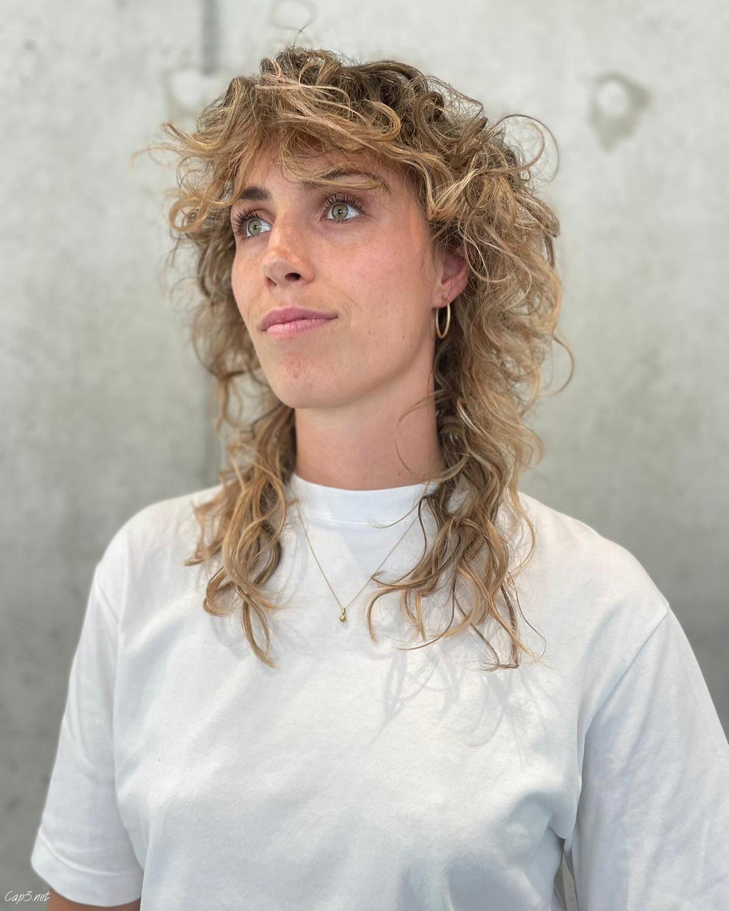 Curly Blonde Mullet Style