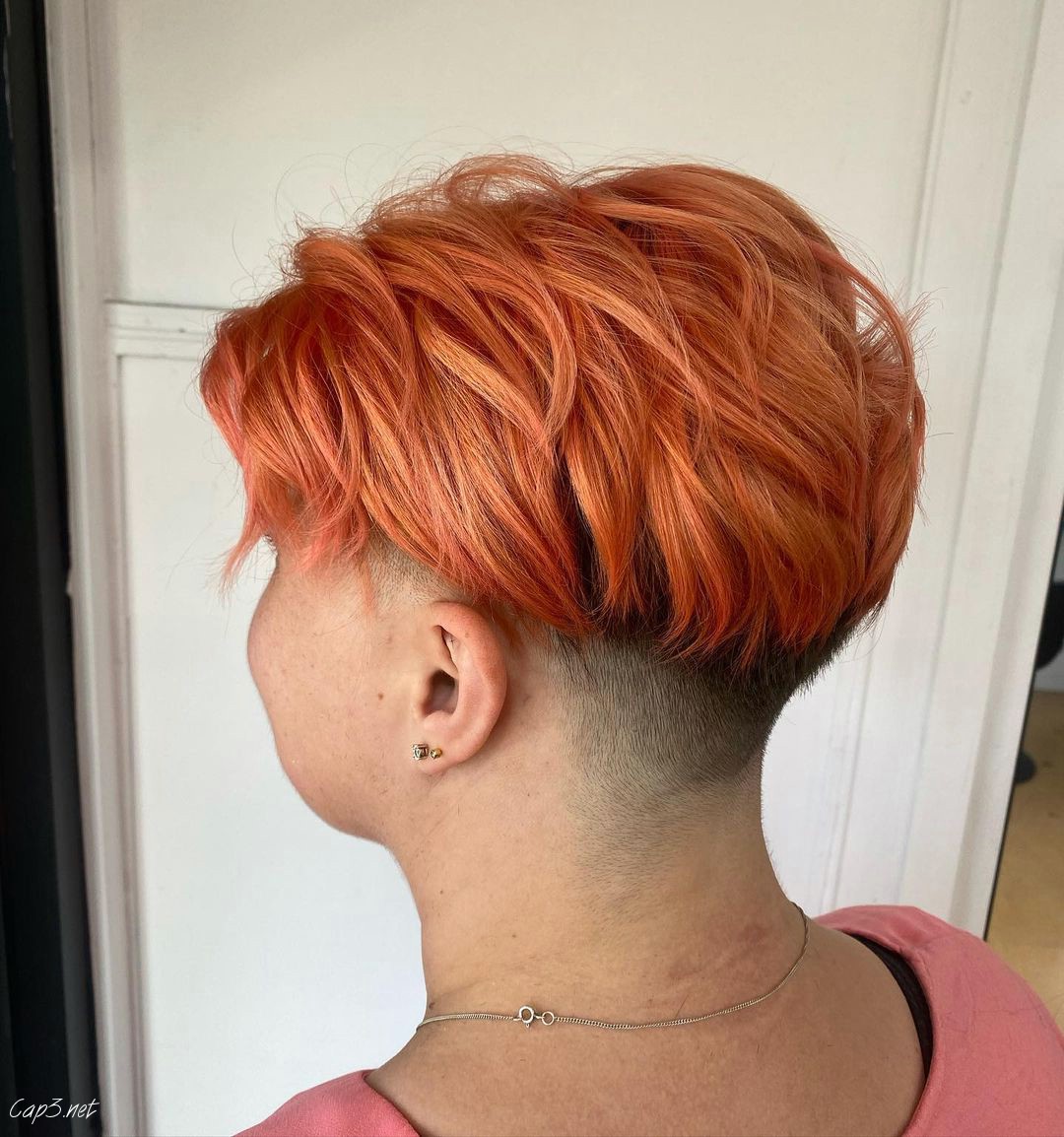 Hot Orange Short Undercut Hairstyle