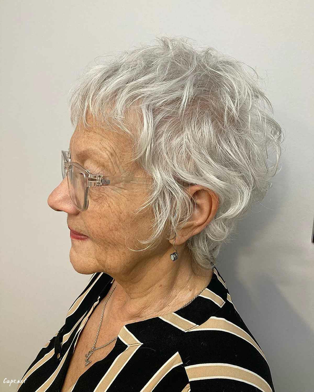 pixie mullet for grandmas with wavy hair for 60 year old women