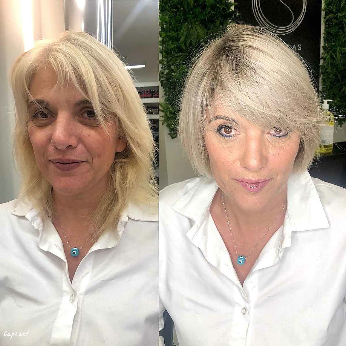 short blonde crop with side bangs for ladies past sixty