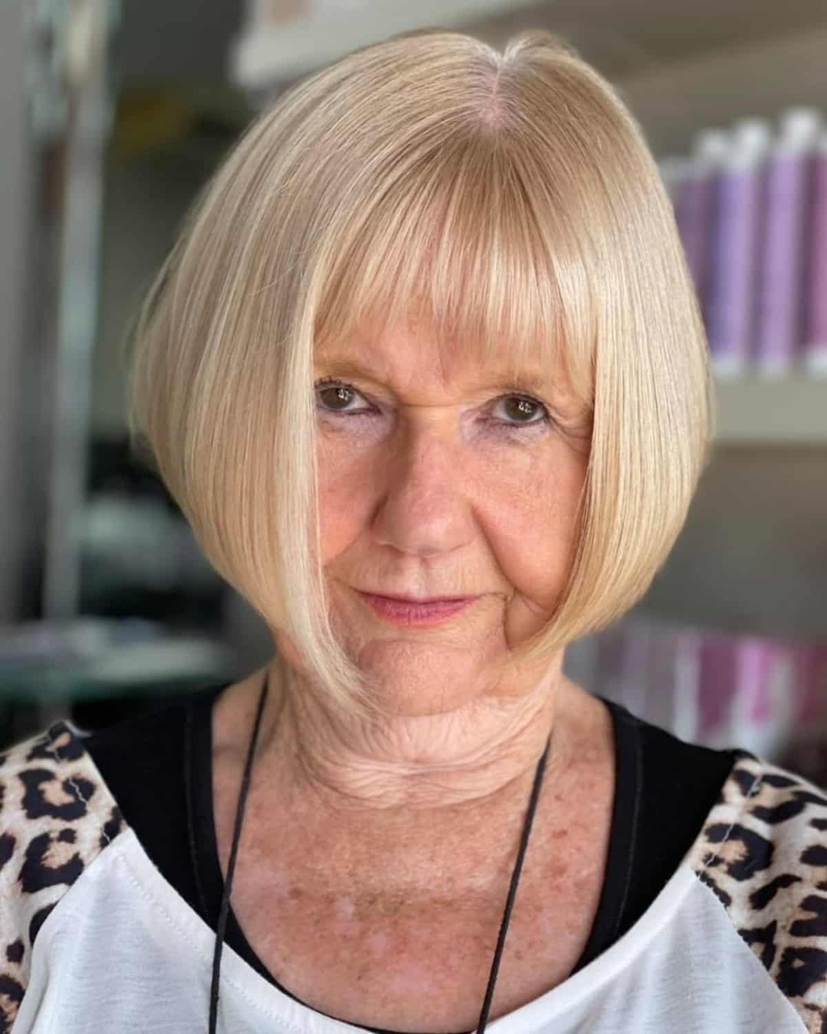 short bob cut for fine haired senior women