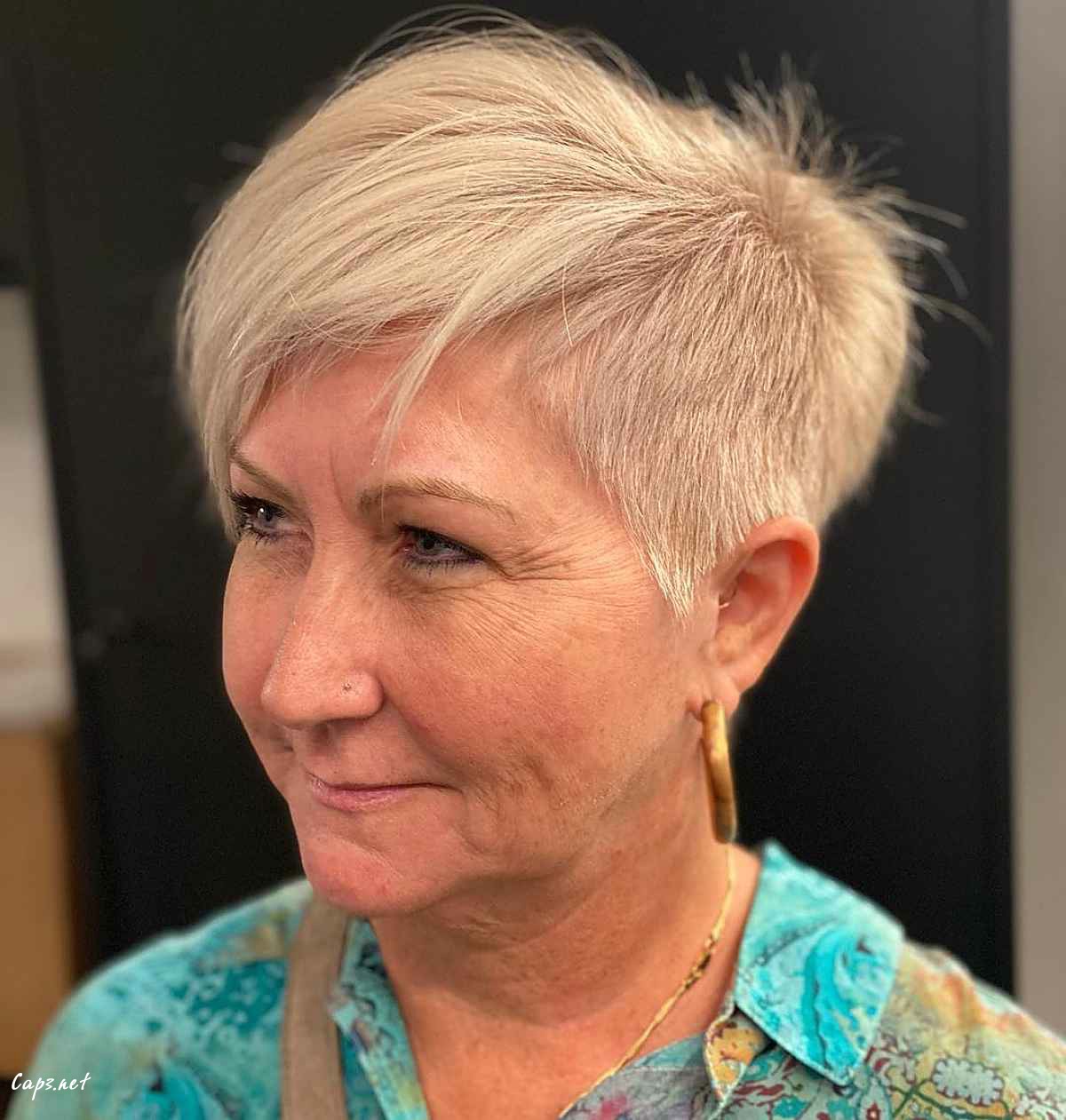 short crop with side bangs for 60 year old women