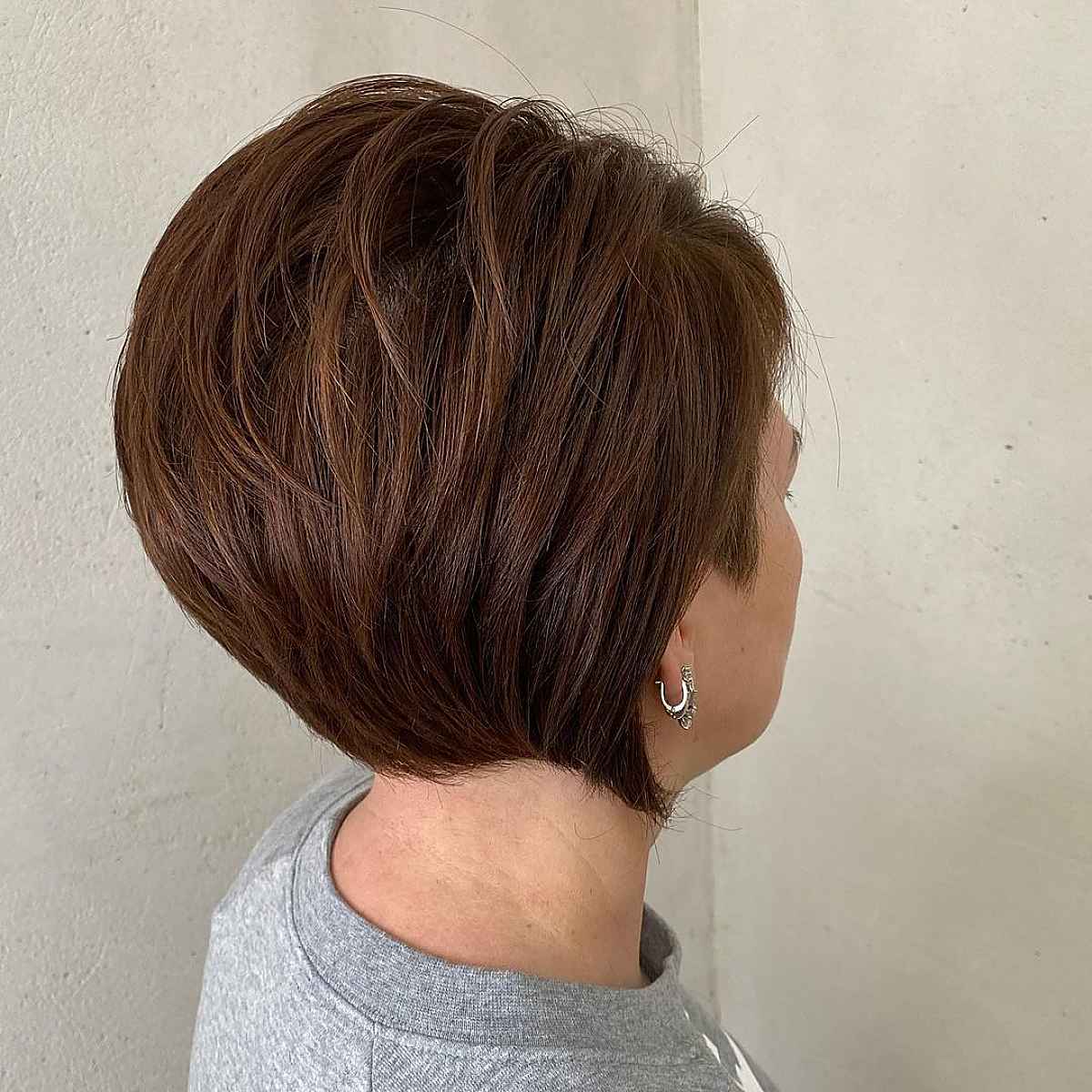 short stacked bob for thick haired women