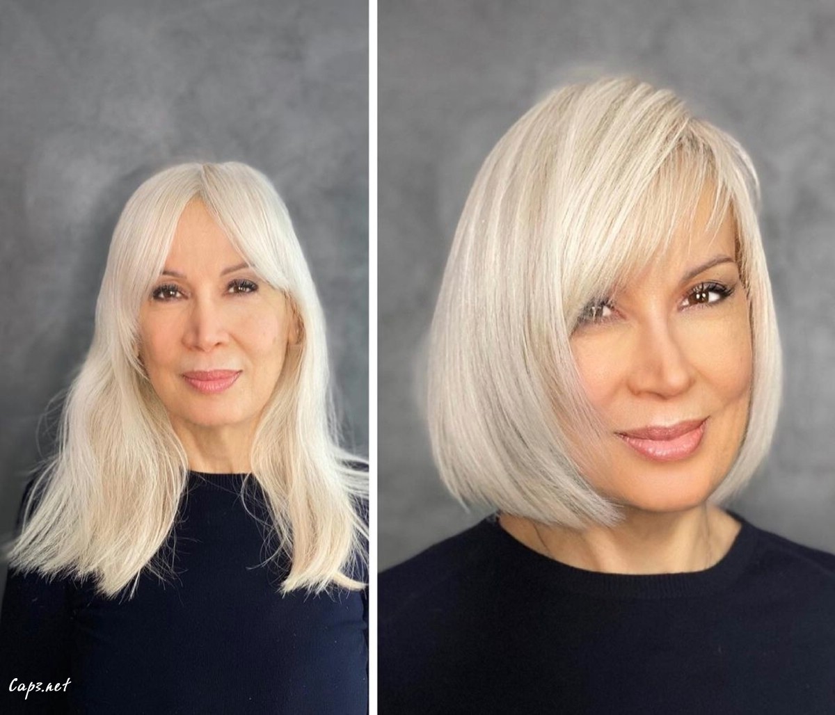 sleek bob for 60 year old women with straight hair