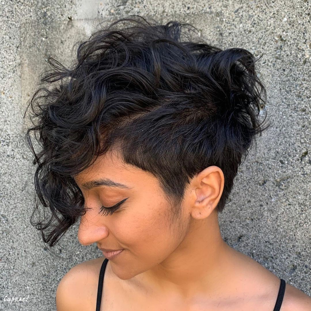textured pixie cut with waves