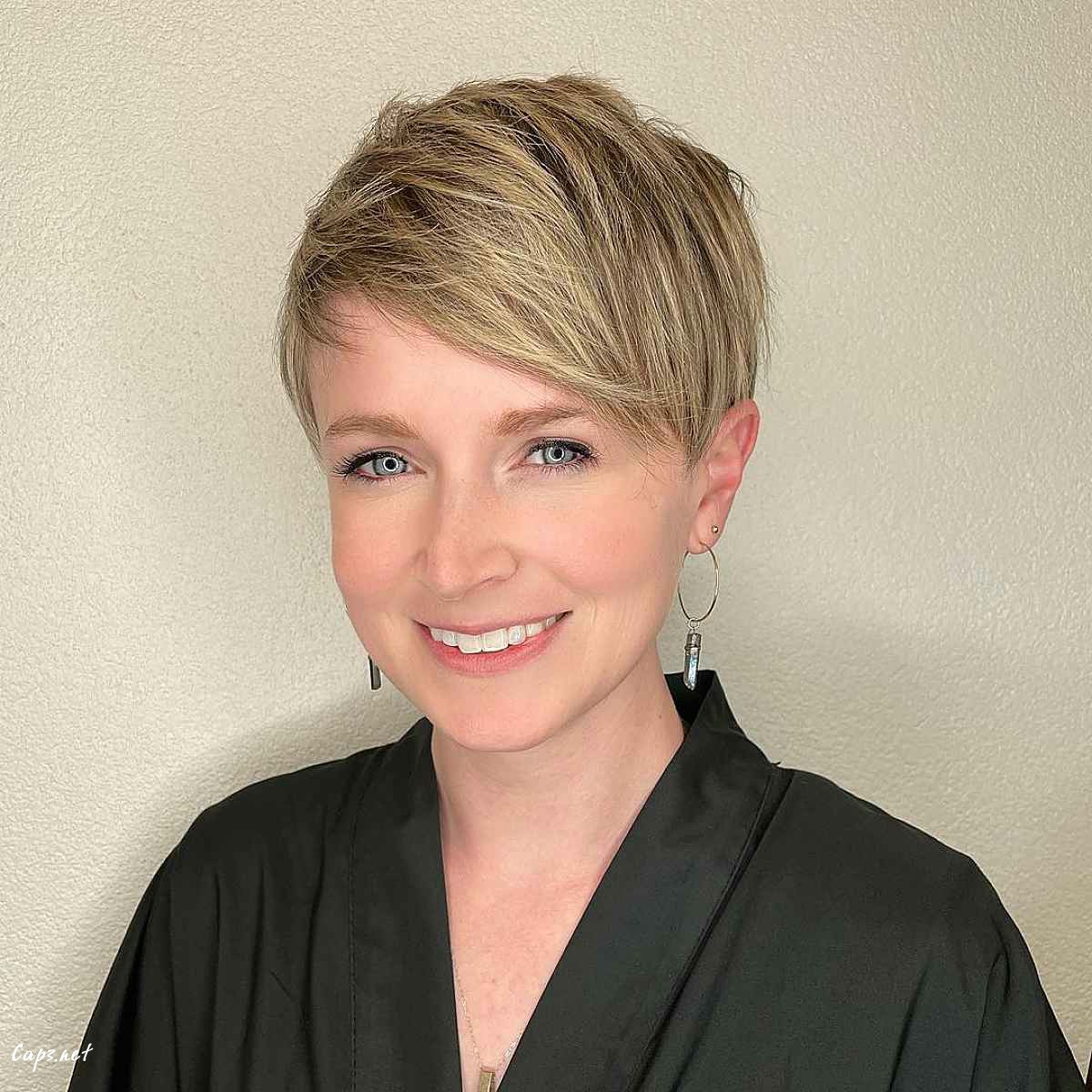 wash and go pixie with side bangs