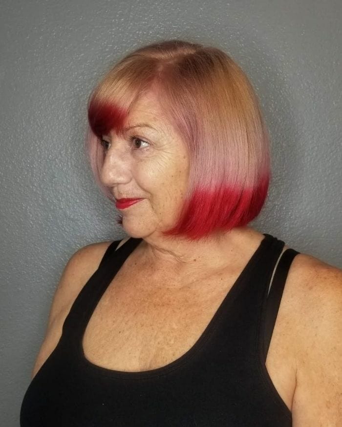 Dyed Ends hairstyle for women over 60