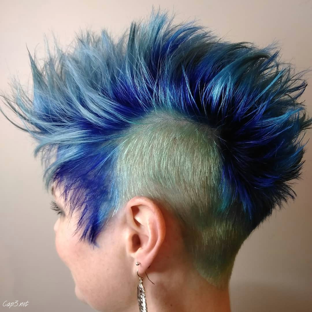 Edgy Blue Faux Hawk Hairstyle