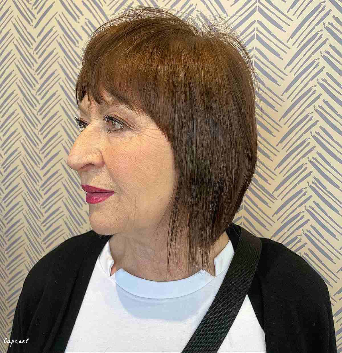 blended layers on a short cut for women over 60