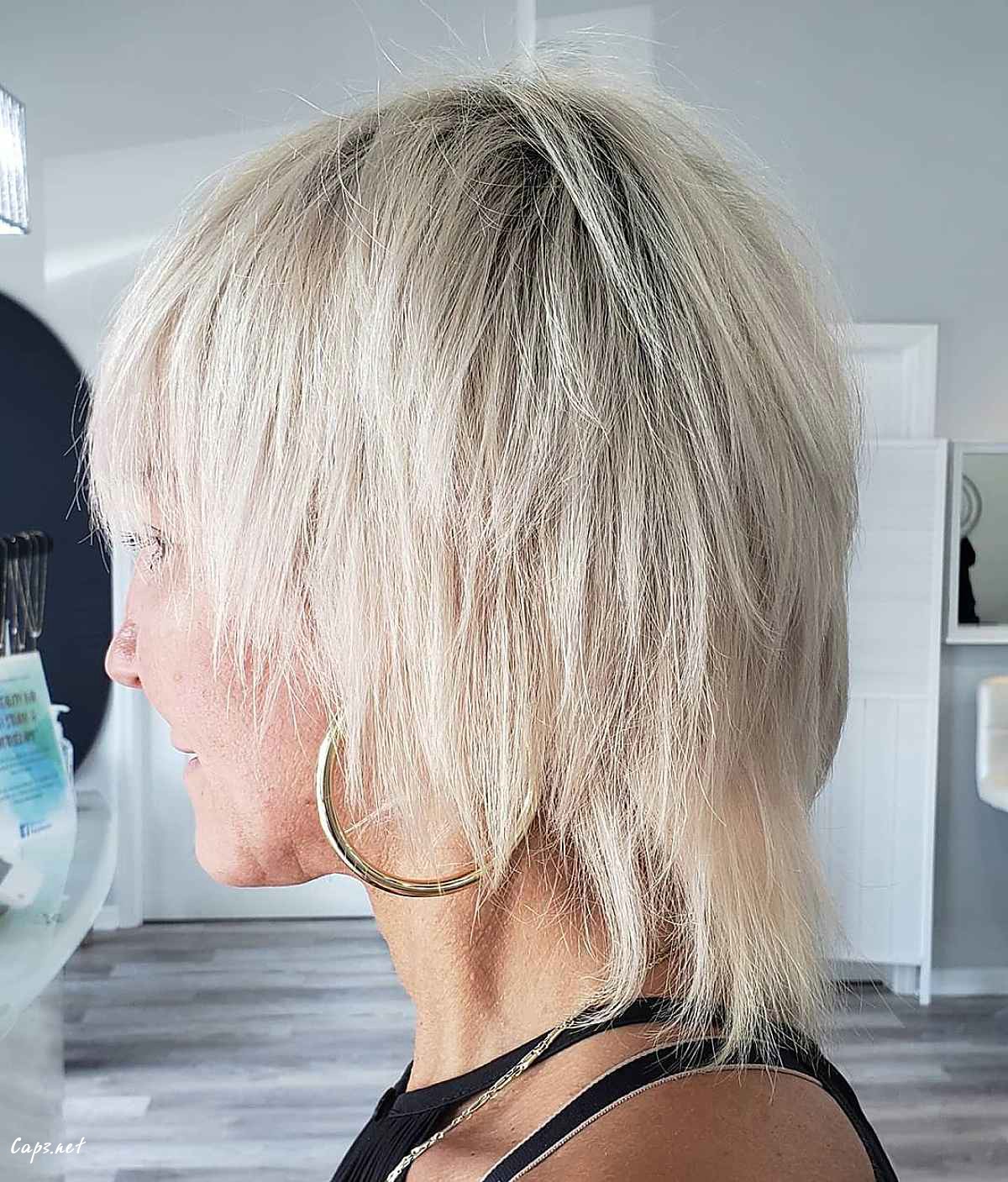 edgy shaggy mullet for ladies in their sixties