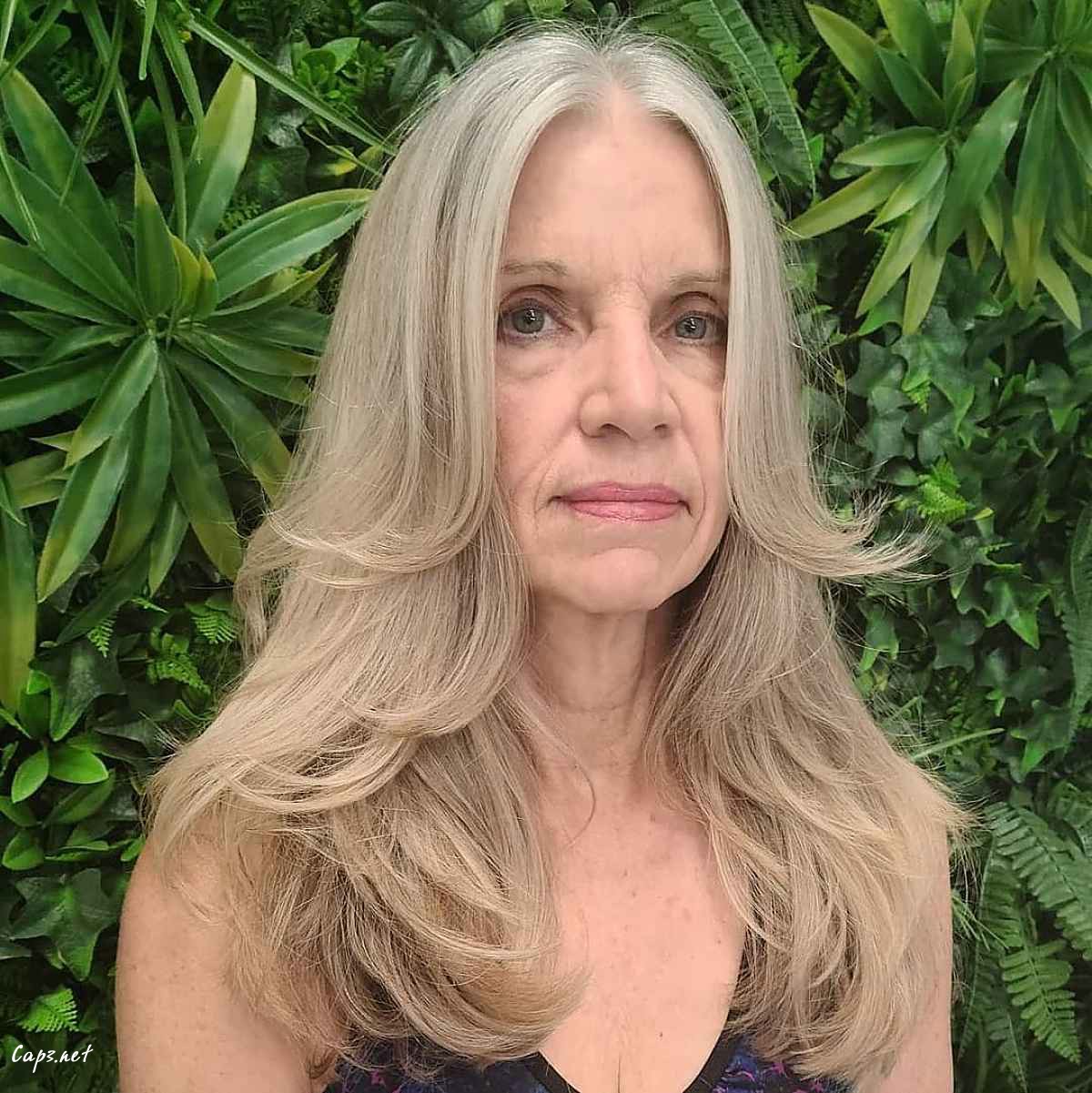 layered with a middle part for women over 60