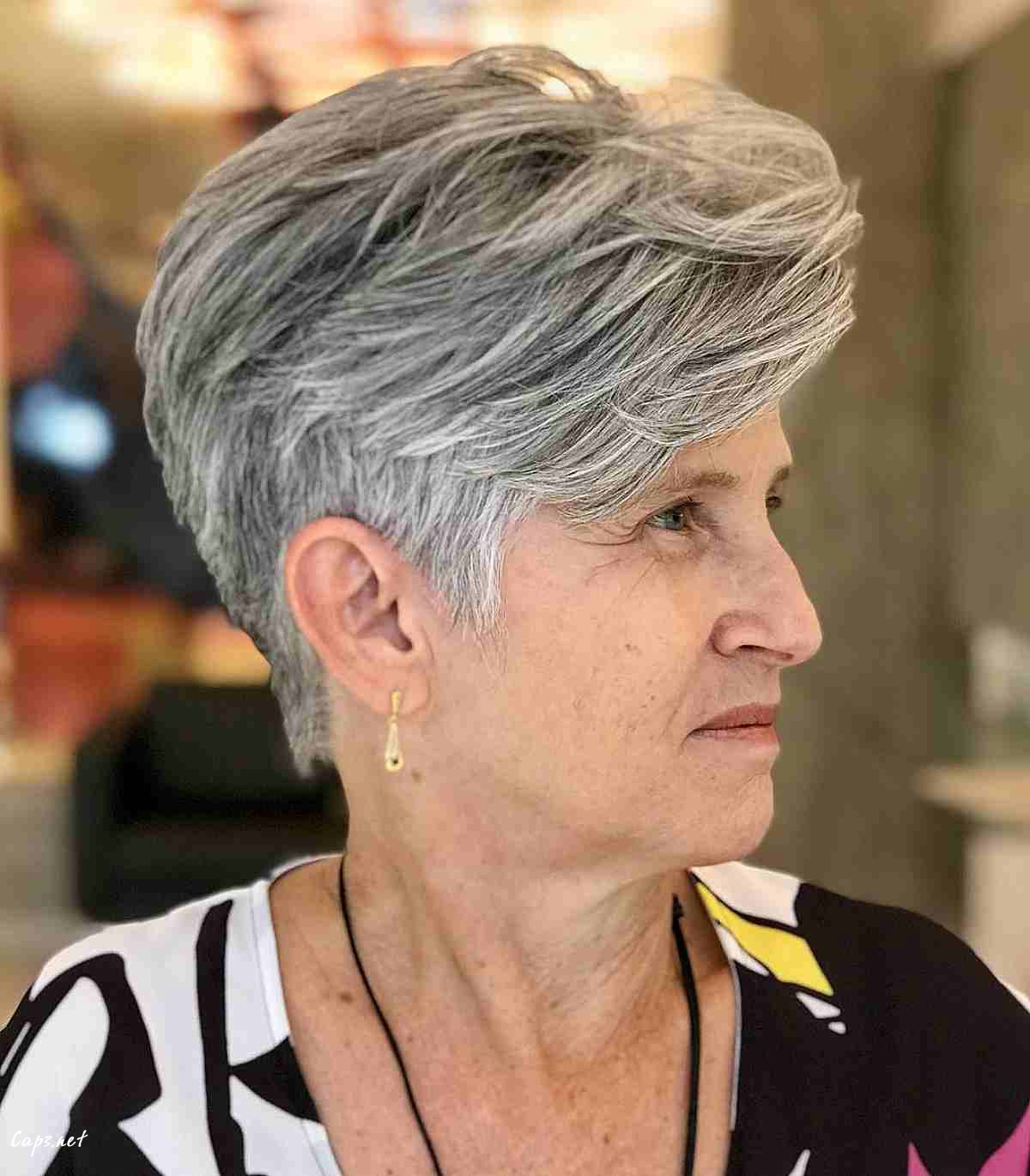 long pixie cut hairstyle for women over 70