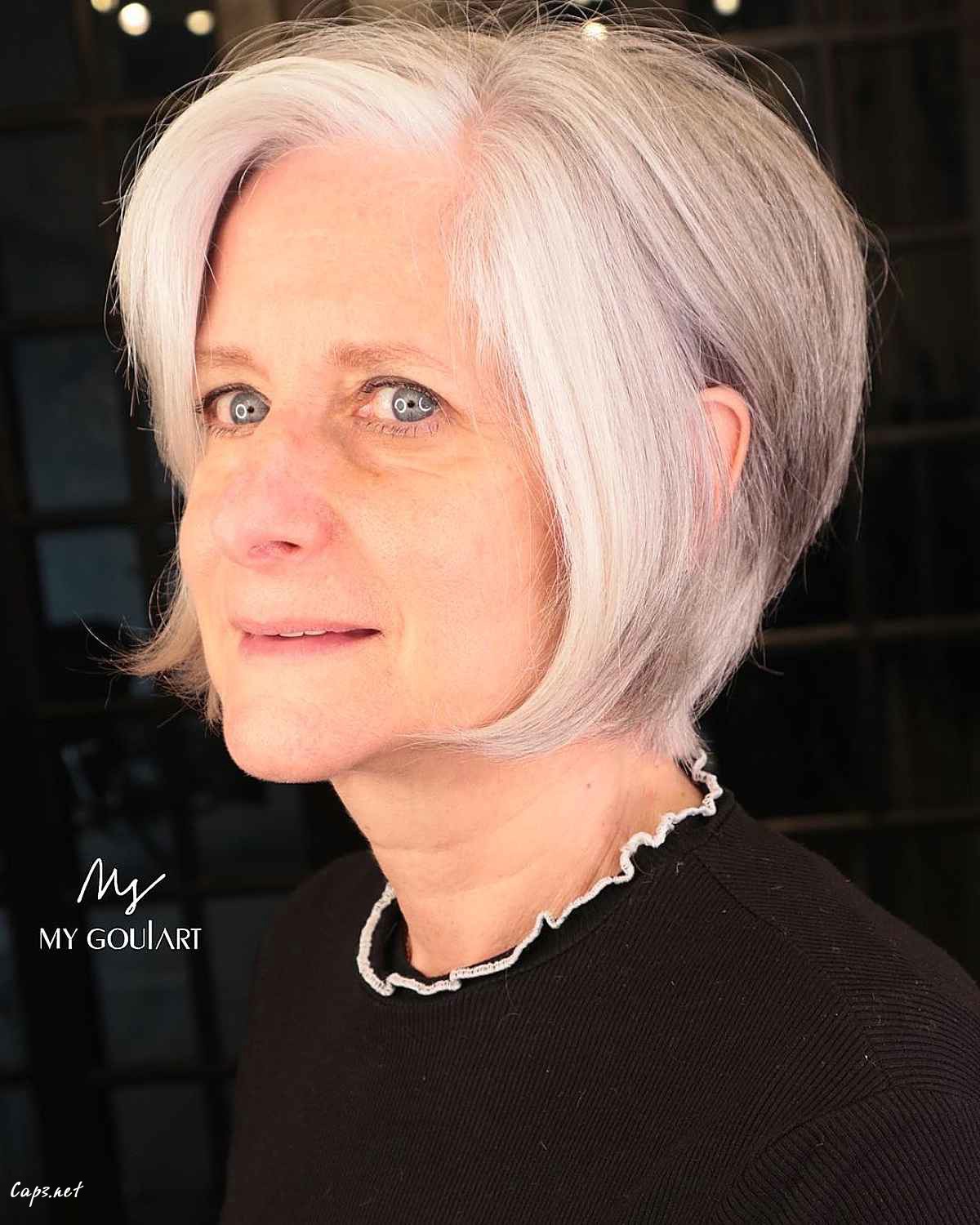 pixie bob for women over sixty with white hair