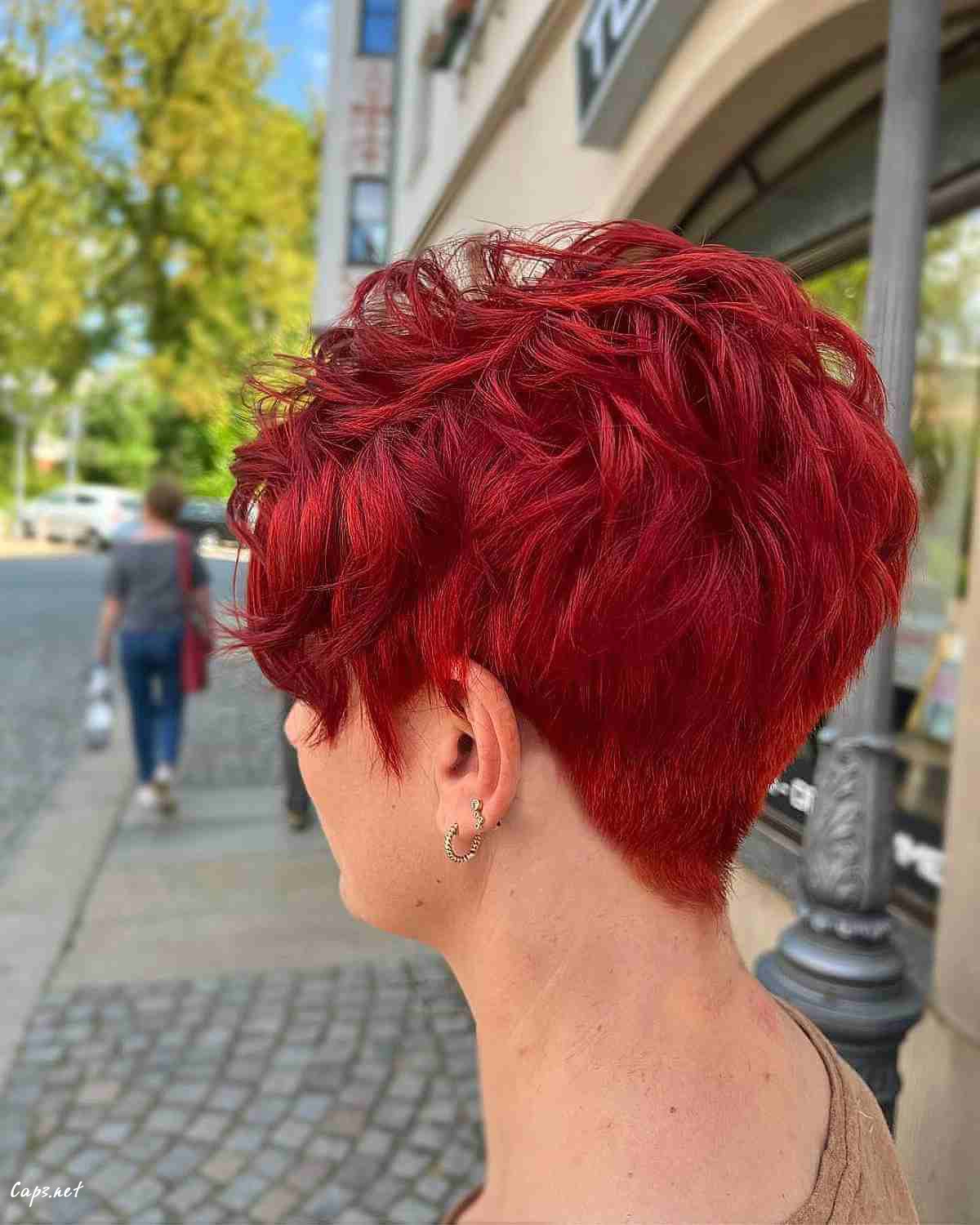 stunning red pixie cut and color