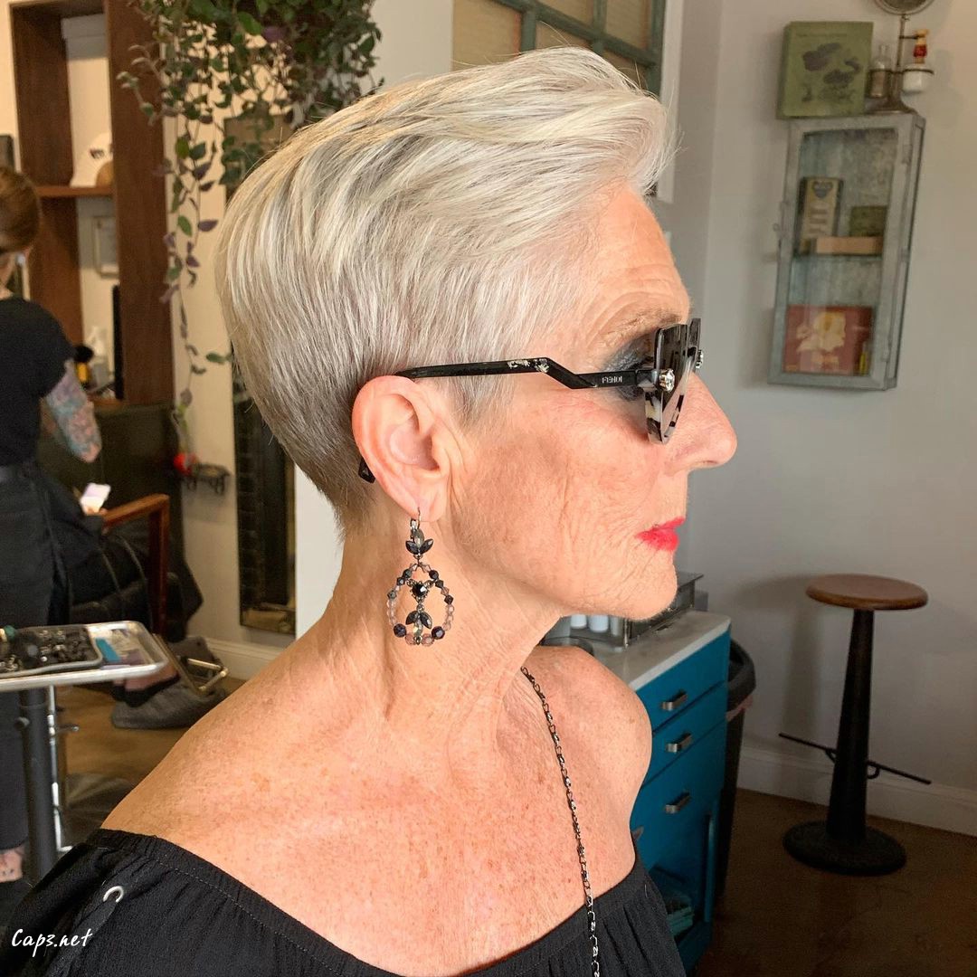 textured crop haircut for women over 60 with thin hair