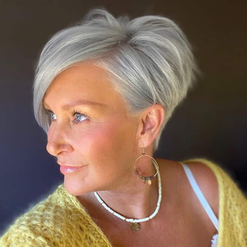 the short pixie cut for thin haired older women
