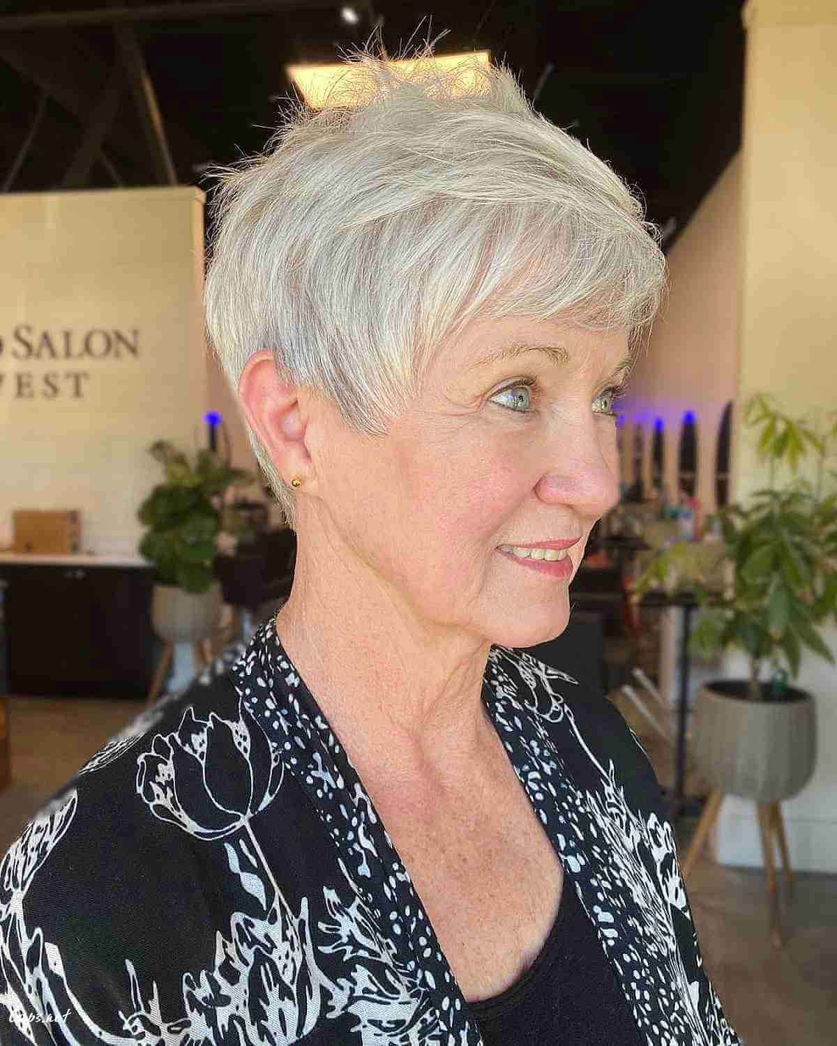 the white pixie cut and color