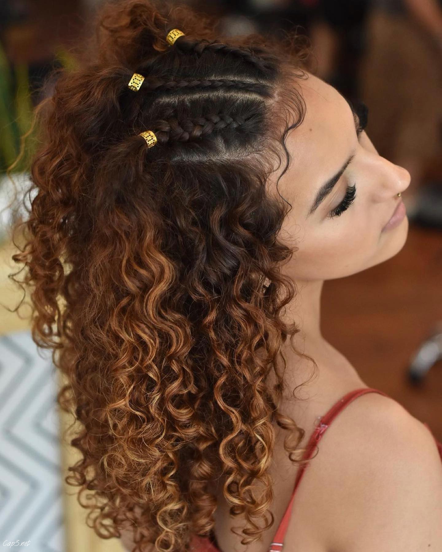 Cool Curls With Braids And Bright Ties