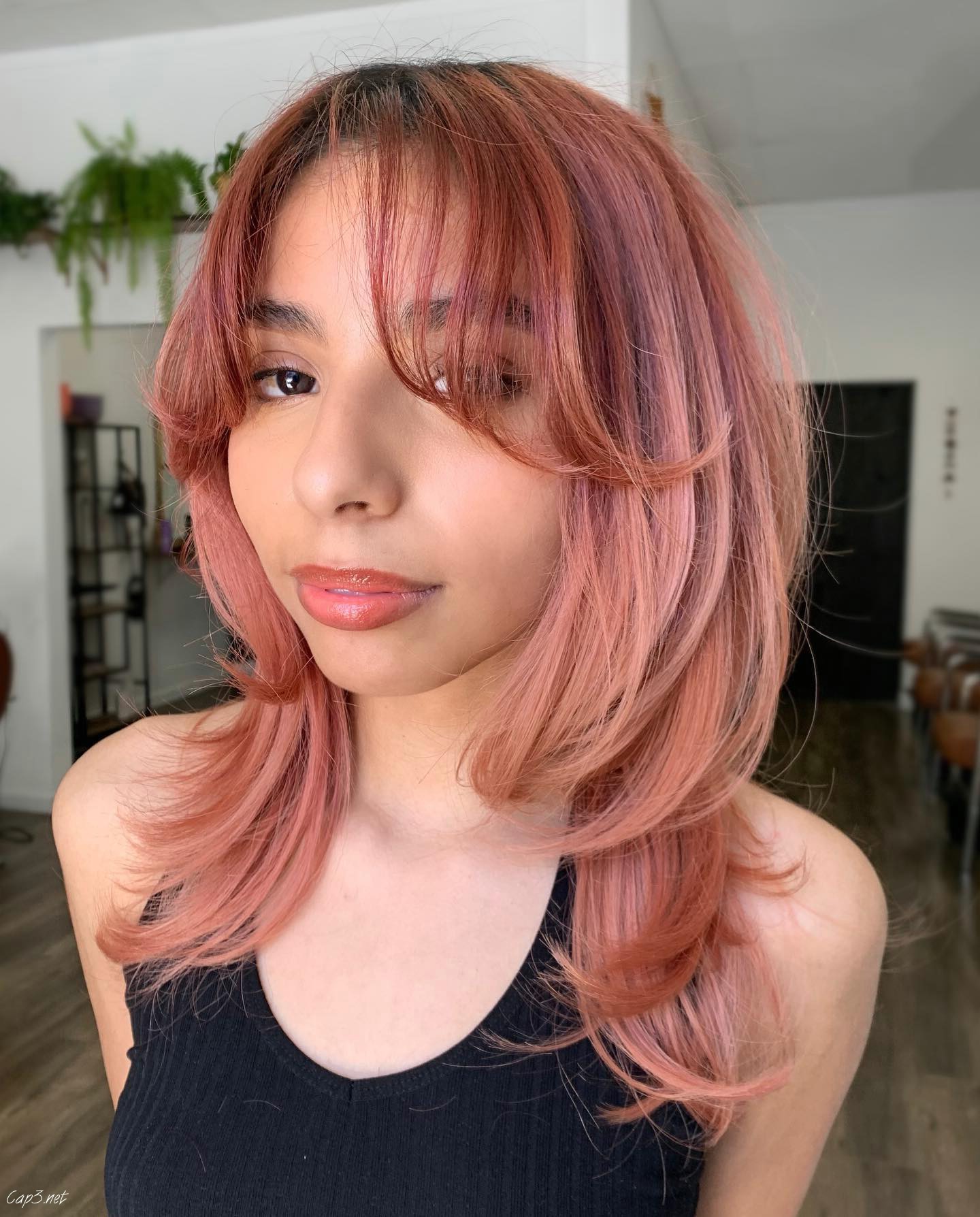 Light Pink Layered Hairstyle