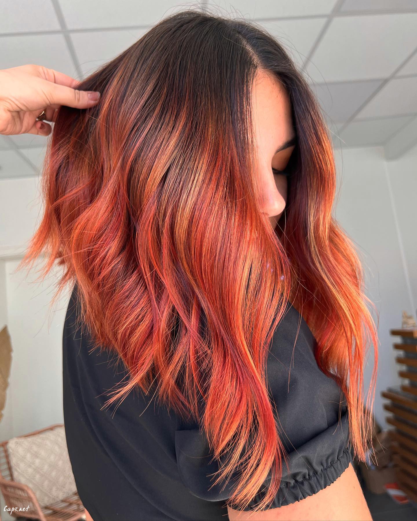 Brown And Red Ombre Fall Hair