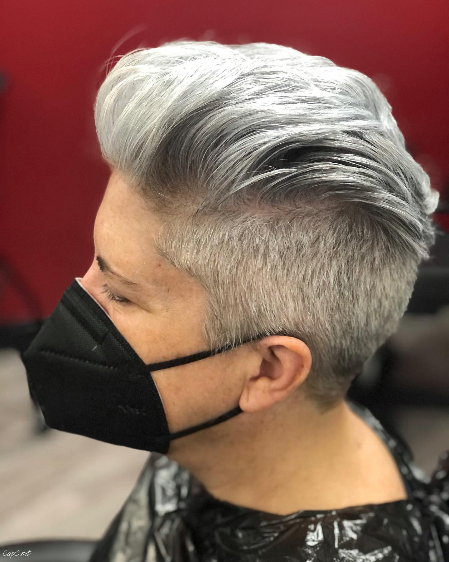Icy Silver Pompadour Hair