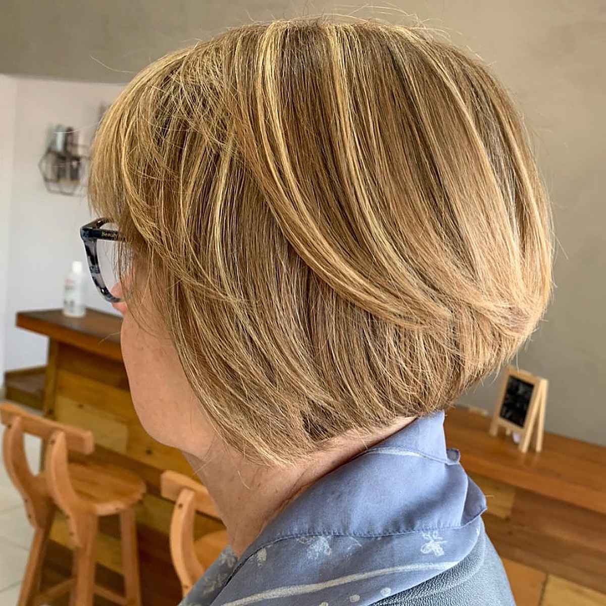 layered bob hairstyle for sixty year old ladies