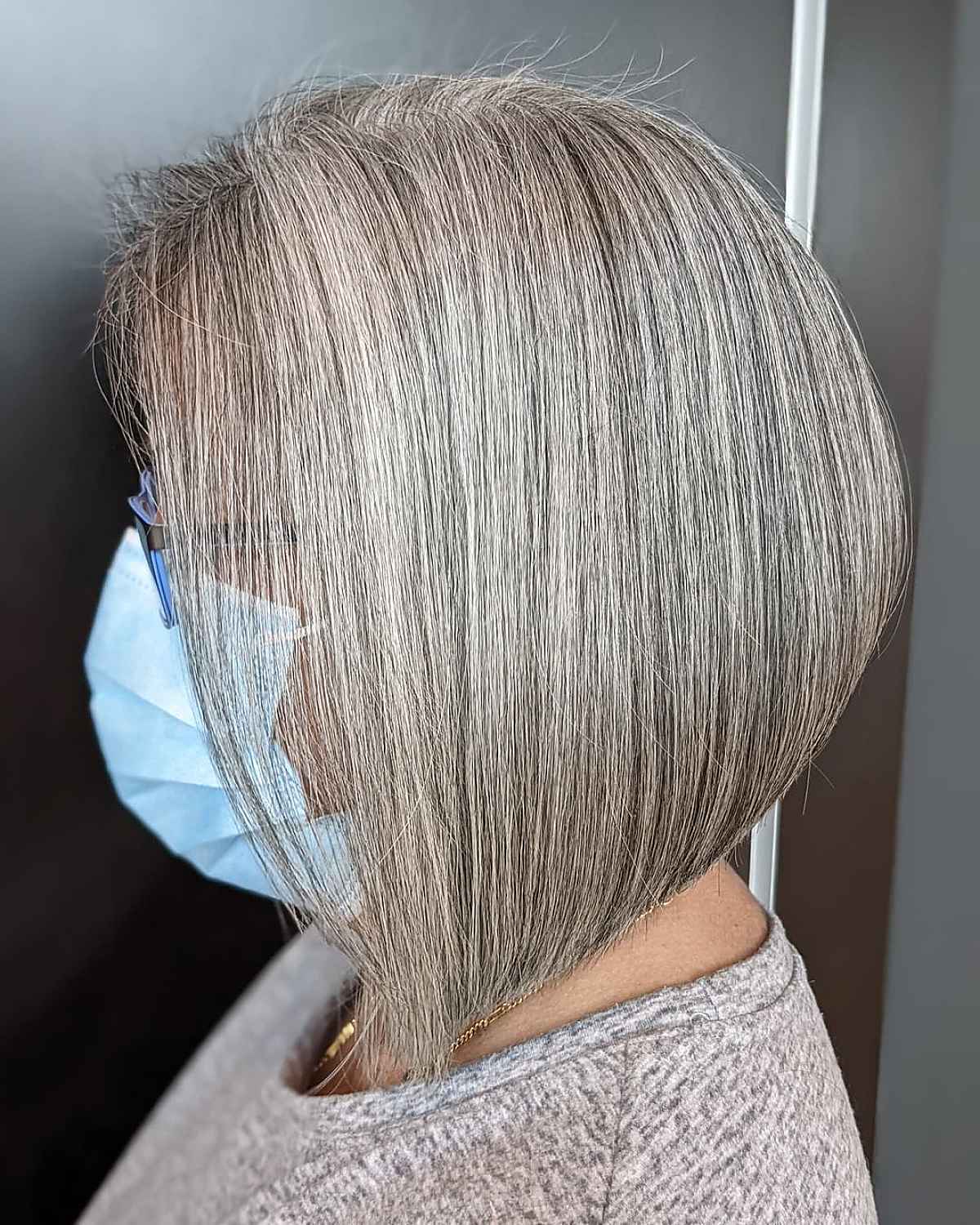 long bob for salt and pepper hair for women passed sixty