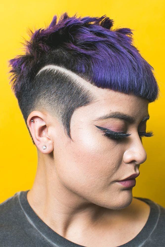 taper haircut women layered black purple balayage shaved pixie hairlyne