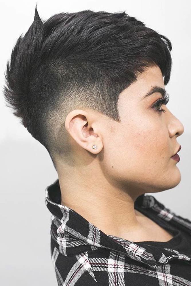 taper haircut women layered black shaved pixie
