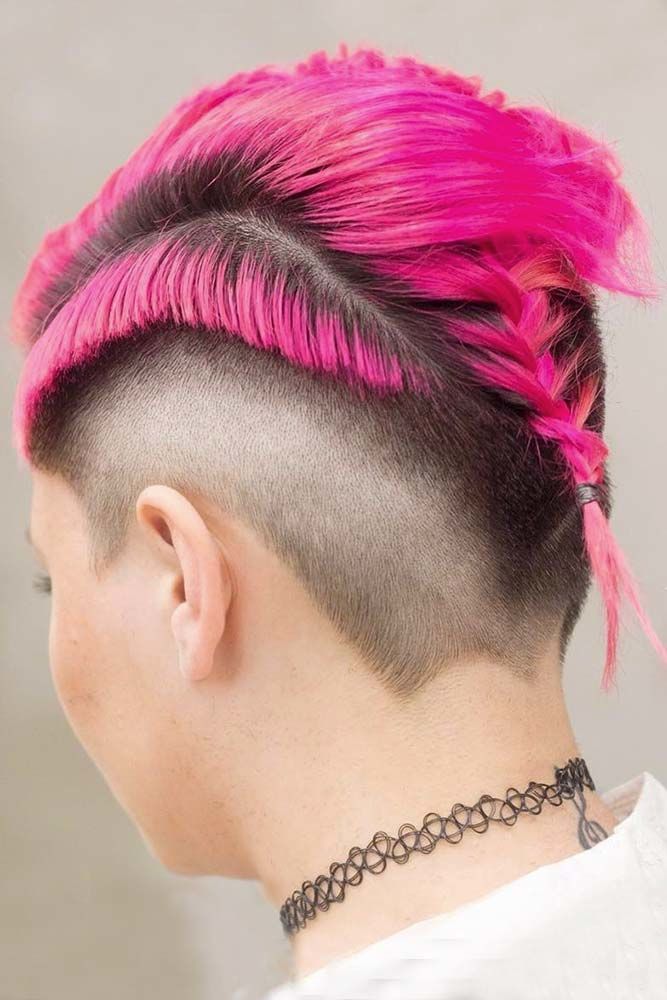 taper haircut women layered brown pink color shaved pixie long bang braided asymmetrical