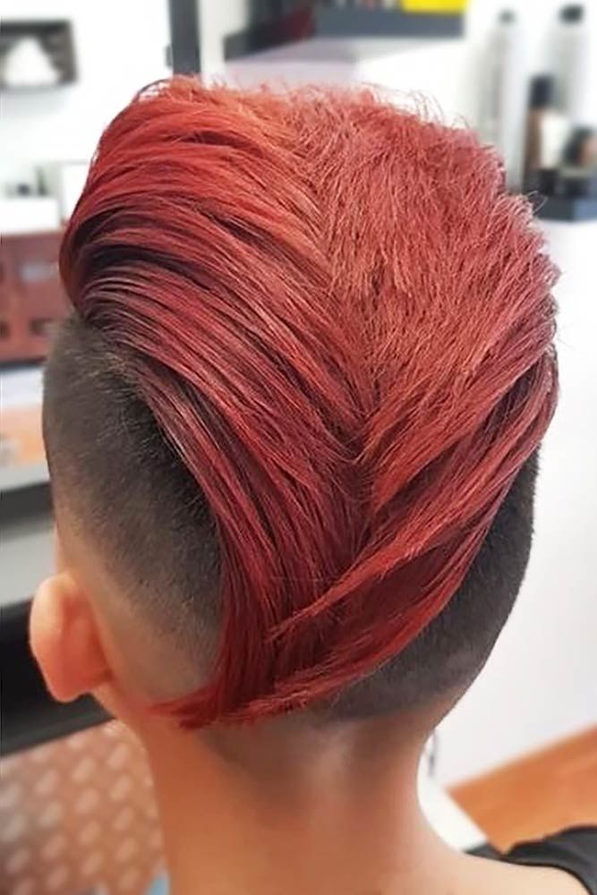 taper haircut women layered red undercut long shaved