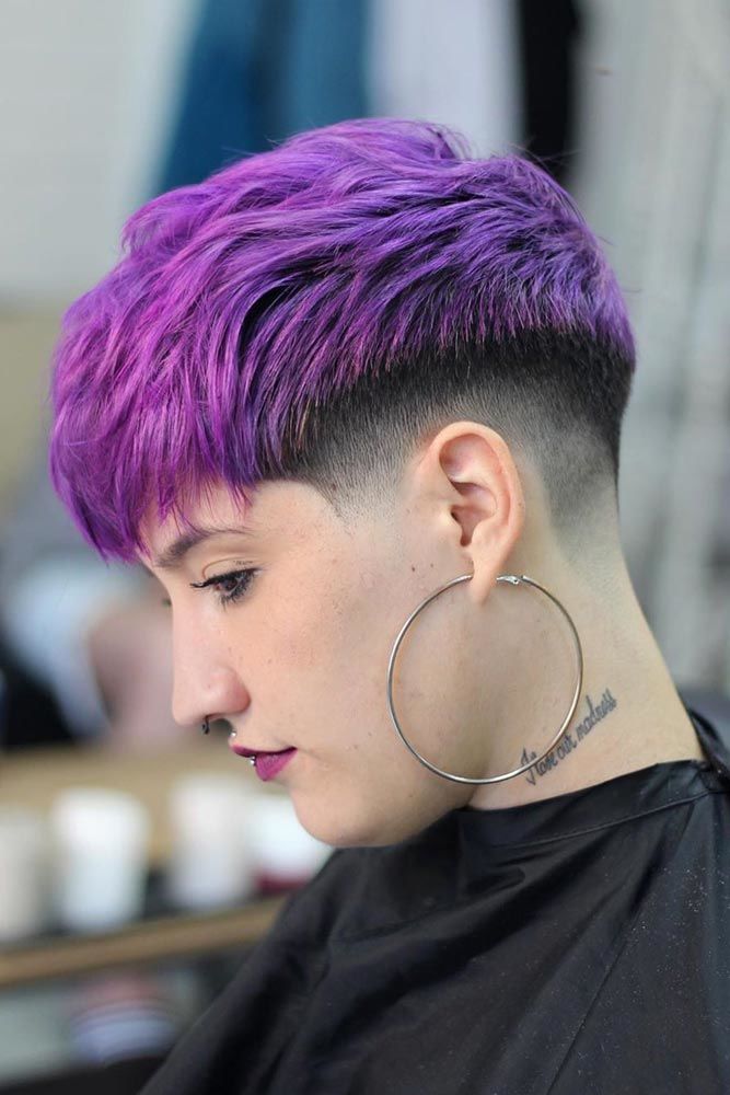 taper haircut women short violet