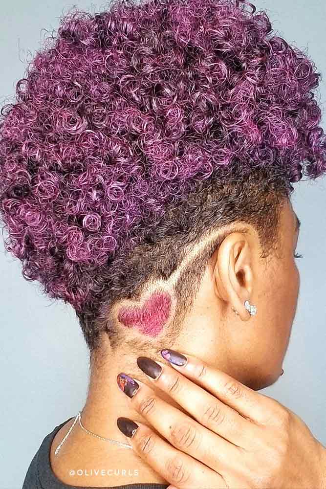 taper haircut women violet design tattoo