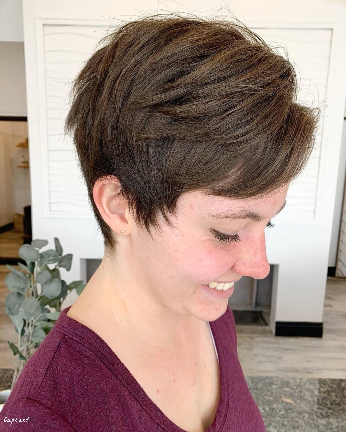 long pixie with razored crown layers