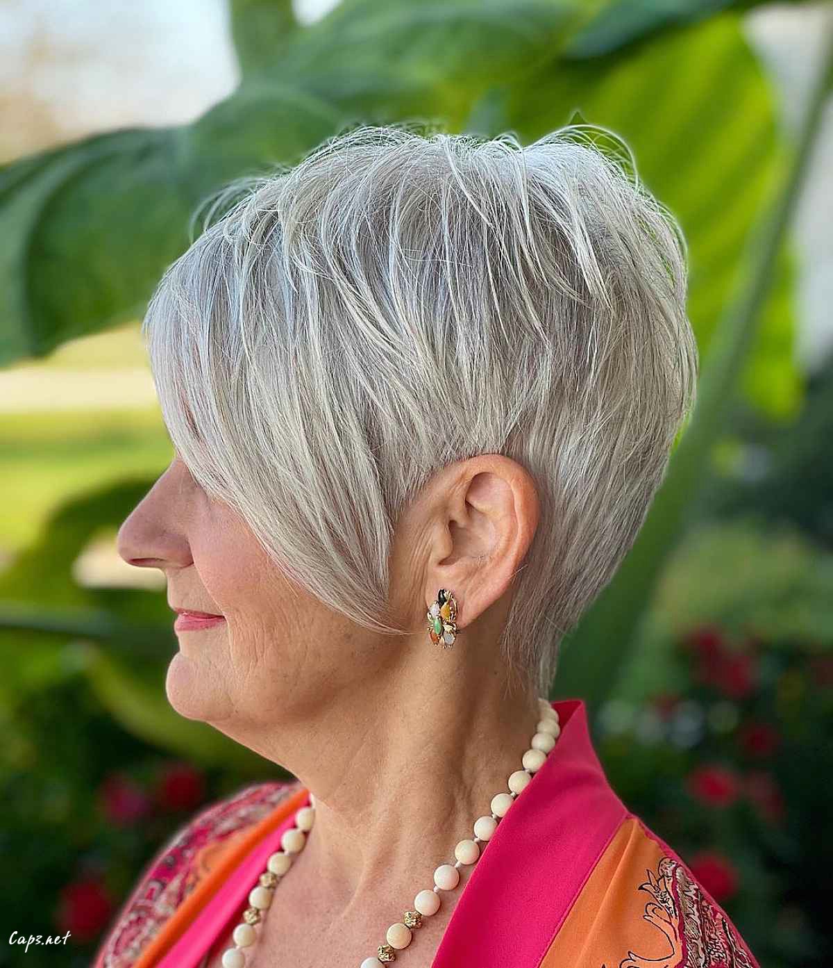 tapered long pixie with bangs for women