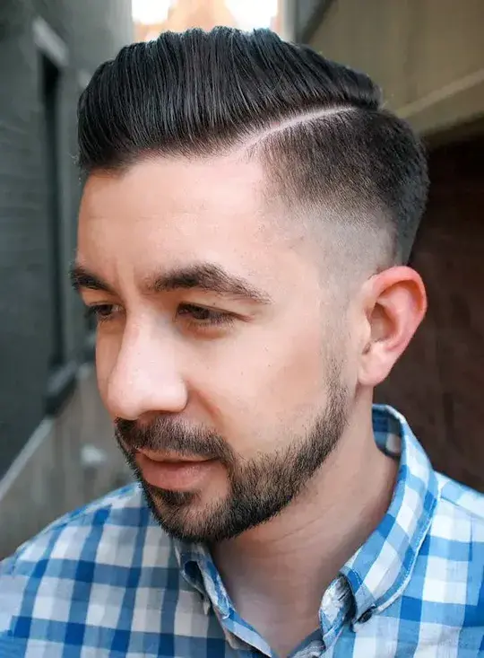 Parted Brush Up Low Fade Haircut Taper 1