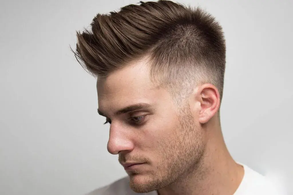 Parted Brush Up Low Fade Haircut Taper 10