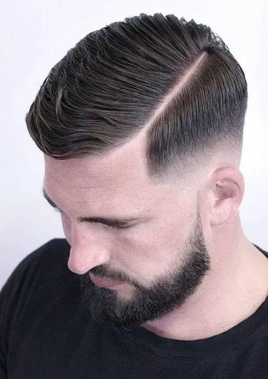 Parted Brush Up Low Fade Haircut Taper 4
