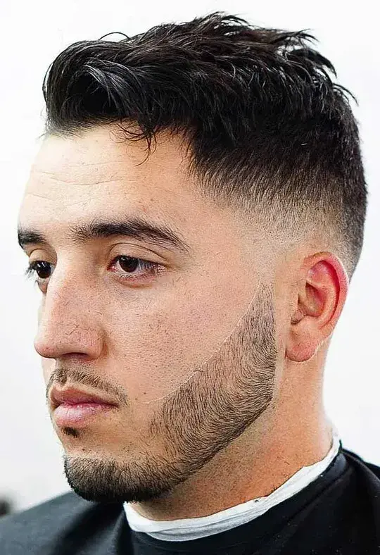Parted Brush Up Low Fade Haircut Taper 7
