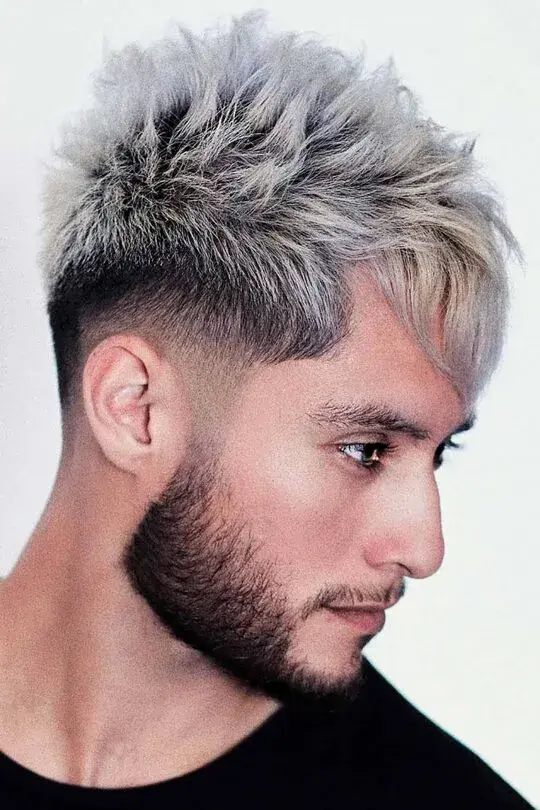 Spiky Bleached Taper Fade Haircut