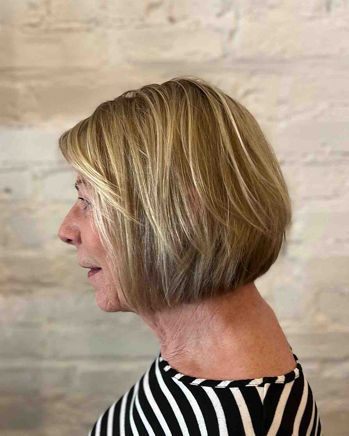 bob cut with wispy layers a 60 year old with fine hair